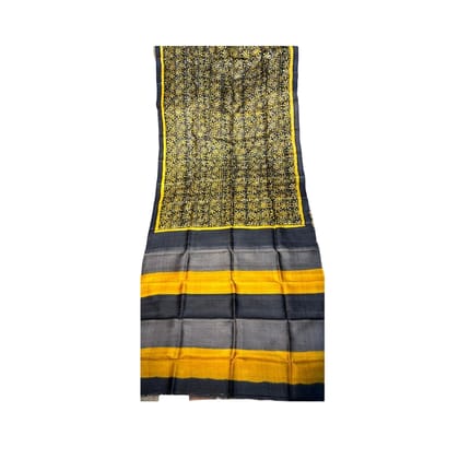 Luxurious Tassel Silk Dupatta with Handblock Floral Design