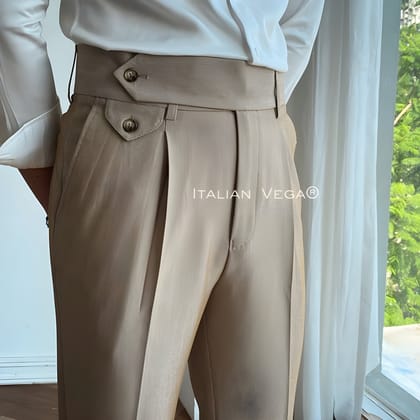 Camel Signature Flap Formal Gurkha Pants by ITALIAN VEGA®-28