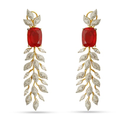 Jian - Red Stone Dangler Earrings