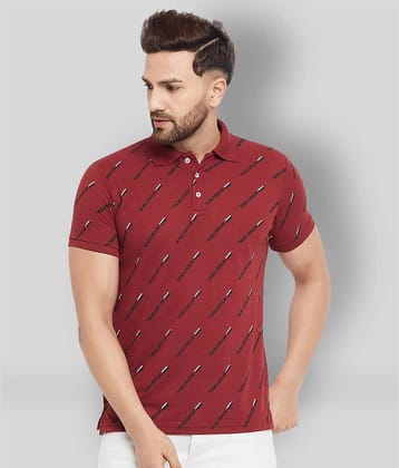 The Million Club Pack of 1 Cotton Blend Regular Fit Printed Half Sleeves Men's Polo T Shirt ( Maroon )