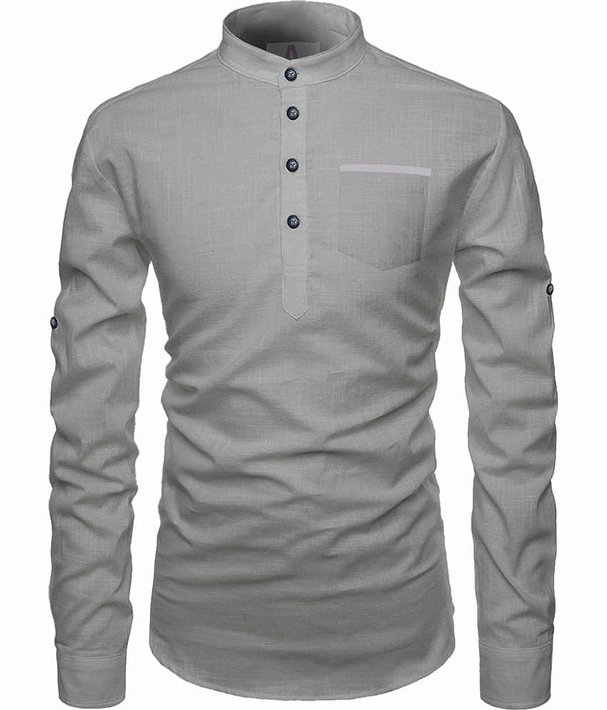Apektra Grey Cotton Men's Shirt Style Kurta ( Pack of 1 )