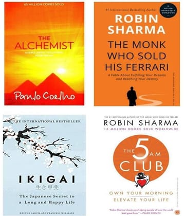 The Monk Who Sold His Frrari + IKIGAI + The 5 AM Club + The Alchemist | Set Of Four Books