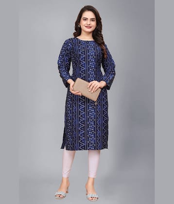 AK FASHION MALL Pack of 1 Crepe Printed Straight Women's Kurti - ( Multicolor )