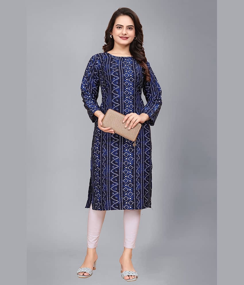 AK FASHION MALL Pack of 1 Crepe Printed Straight Women's Kurti - ( Multicolor )