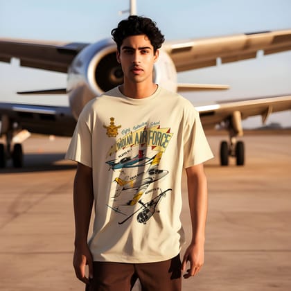 'Wings of Yesteryears' Beige Oversized Unisex Tee-S