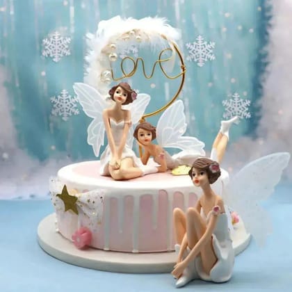 3 Pcs Fairy Doll Cake Topper Angel With Wings Dolls