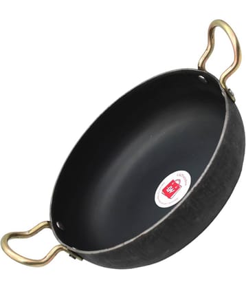 LAZYWINDOW Cast Iron Kadhai Induction Bottom Stainless Steel Handle 2 Thickness mm 22 cm Diameter ( 1 L )