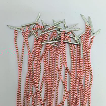 Paper Tags - 8 Inch Long (Pack of 150) - Treasury Indexing Thread - Red White Combination - Cotton Lace - Office File Tag Rope Stationery - Multipurpose Documents Binding