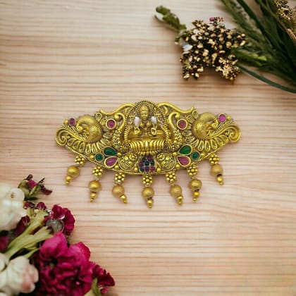 Matte Gold Plated Temple Design Hair Clip/Hair Barrette
