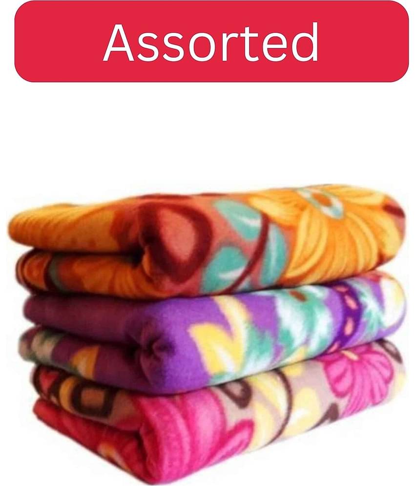 Wholesale india Wool Floral Single Bed Blanket ( 220 cm x 150 cm ) - Multi ( Pack of 3 ) Assorted