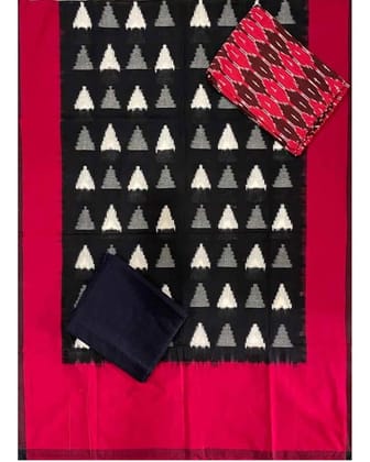 DOUBLE IKAT RED AND BLACK COLOR DRESS MATERIAL-B30