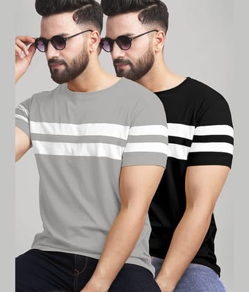 AUSK Pack of 2 Cotton Blend Regular Fit Men's T-Shirt ( Black )
