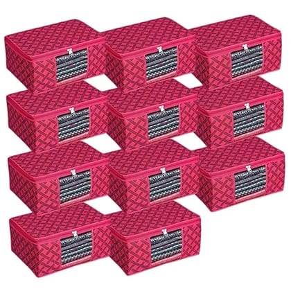 Bindian Multipurpose Saree Cover for Wardrobe Storage | Premium Non-Woven Fabric Cloth Organizer Box with Transparent Window & Zipper | Ideal for Storing Sarees & More (Red Lining, Pack of 11) Bindian Multipurpose Saree Cover for Wardrobe Storage | Premium Non-Woven Fabric Cloth Organizer Box with Transparent Window & Zipper | Ideal for Storing Sarees & More (Red Lining, Pack of 11)