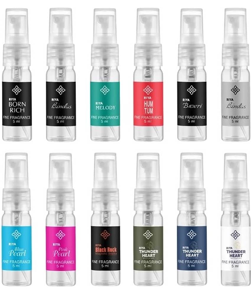 Riya XPLORIYA Best Seller Unisex Fragrance Gift Set | 12x5ml | Pocket Friendly Eau de Parfum - 60 ml (For Men & Women)