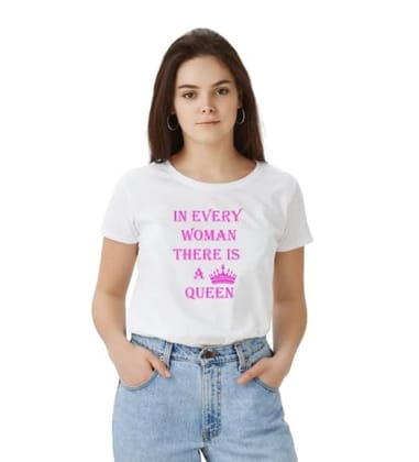 Women's Polyester Solid Printed Round Neck Half Sleeve T-Shirt (White, XL)-PID55672 Women's Polyester Solid Printed Round Neck Half Sleeve T-Shirt (White, XL)-PID55672