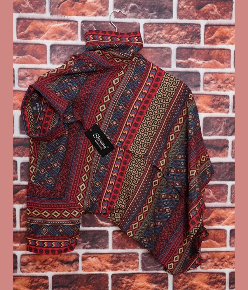 ARZ Poly Cotton Slim Fit Printed Half Sleeves Men's Casual Shirt - Red ( Pack of 1 )