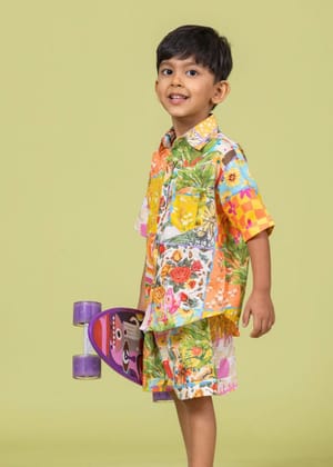 Boys Cotton Shirt & Shorts Set| Summertime-0-6M