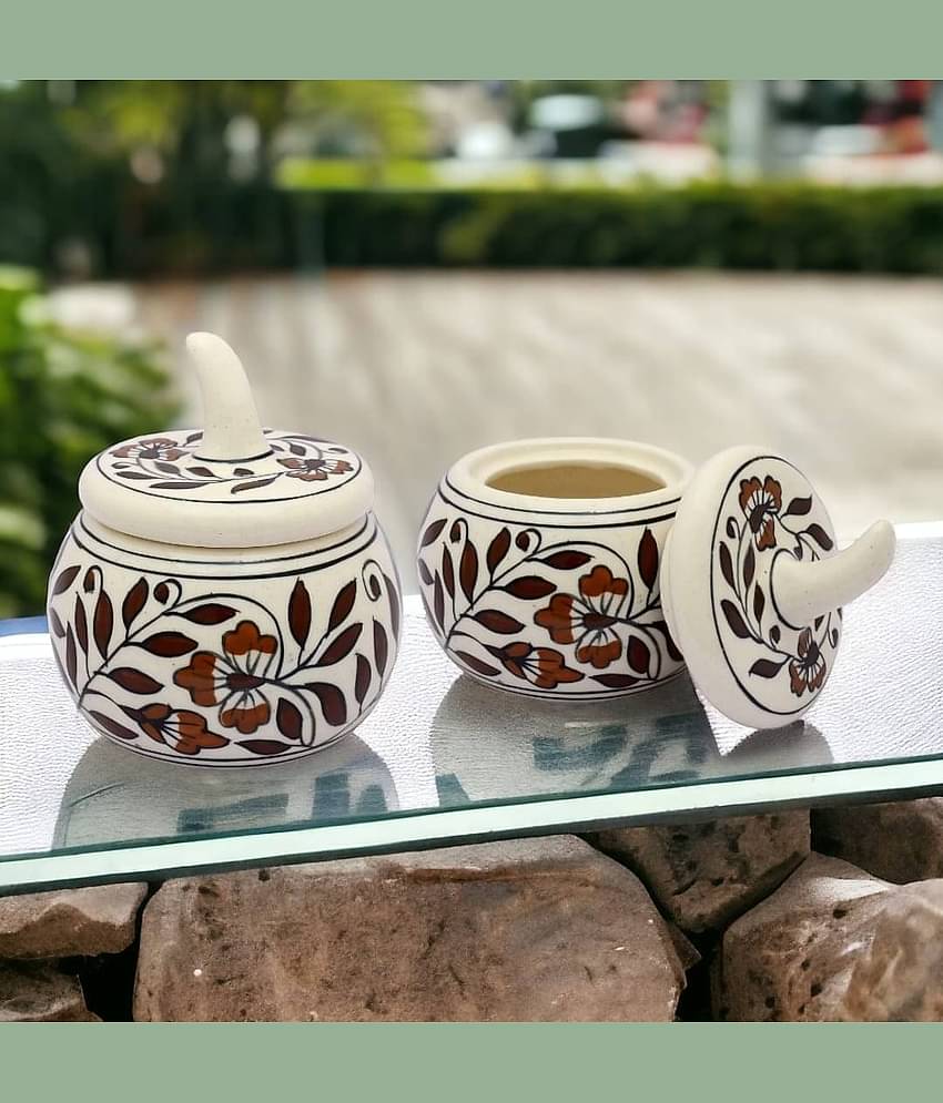 Malaikah Brown Salt Jar Ceramic Brown Salt/Pepper Container ( Set of 2 )