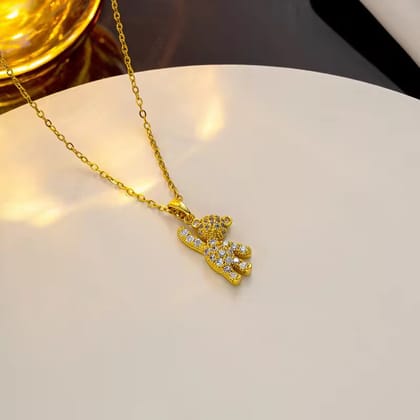 Hanging Bear 18K Gold Plated Necklace