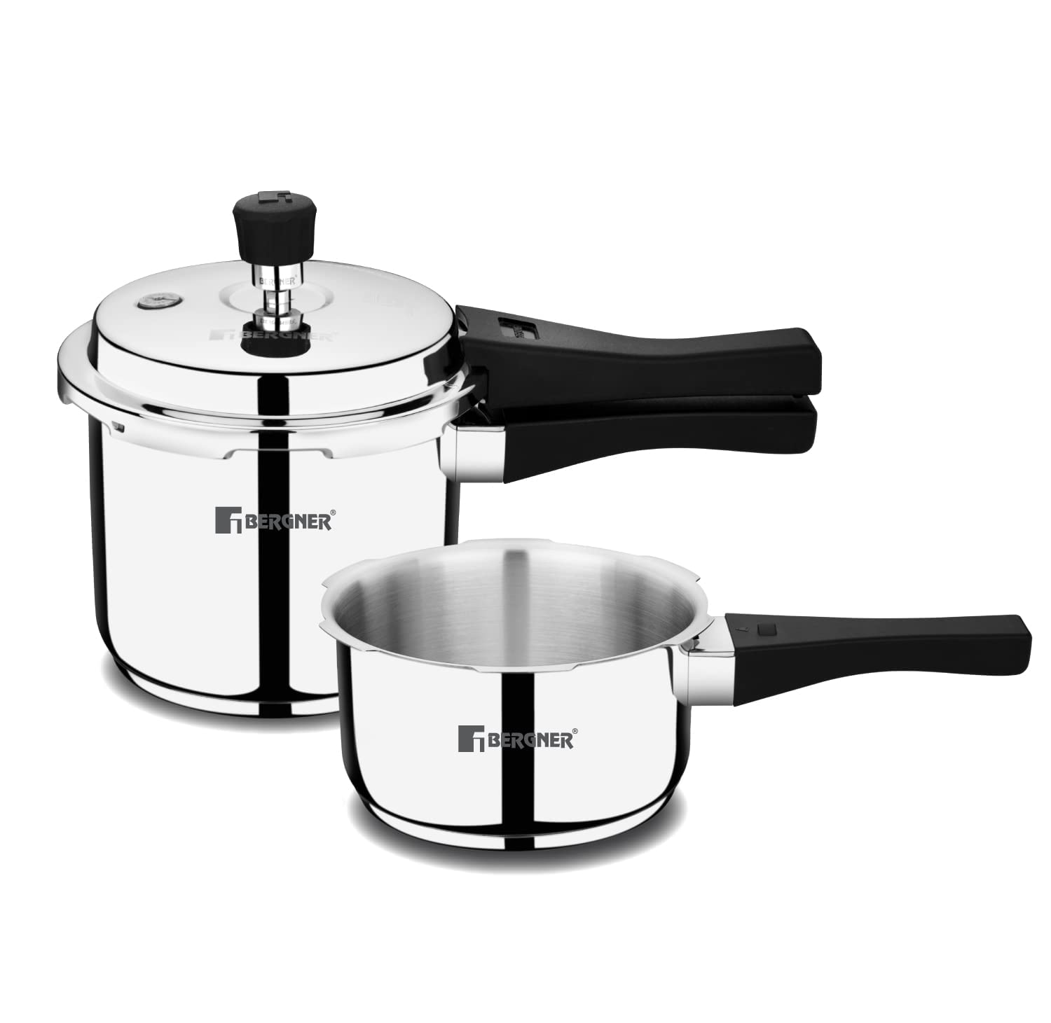 Bergner Sorrento Stainless Steel Outer Lid Pressure Cooker Combo - 2 Litre and 3 Litre Cooker
