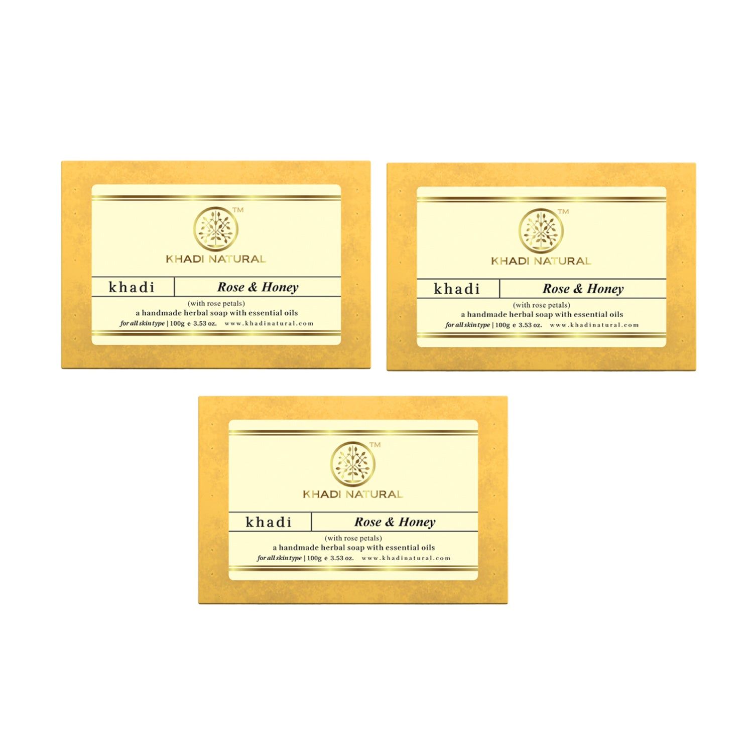 Khadi Natural Rose & Honey With Rose Petals Soap Combo Pack Of 3 – 100gm Each