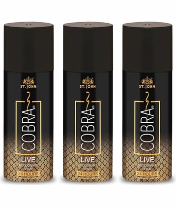 ST.JOHN Cobra Live Long Lasting Deodorant Spray for Men 150ml Each (450ml) - Pack of 3
