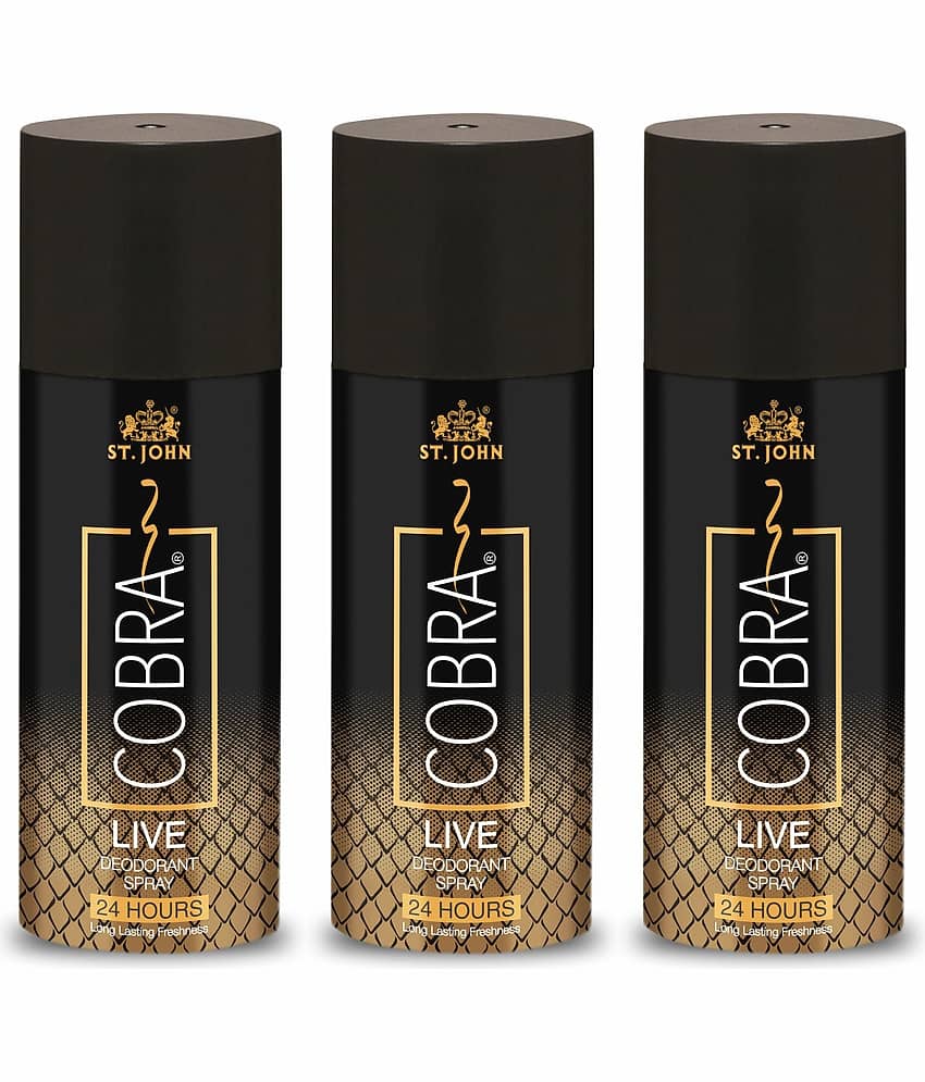 ST.JOHN Cobra Live Long Lasting Deodorant Spray for Men 150ml Each (450ml) - Pack of 3