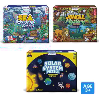 3-in-1 Explore & Solve Puzzle Pack – Land, Ocean & Universe (Ages 3+)-23 Pieces