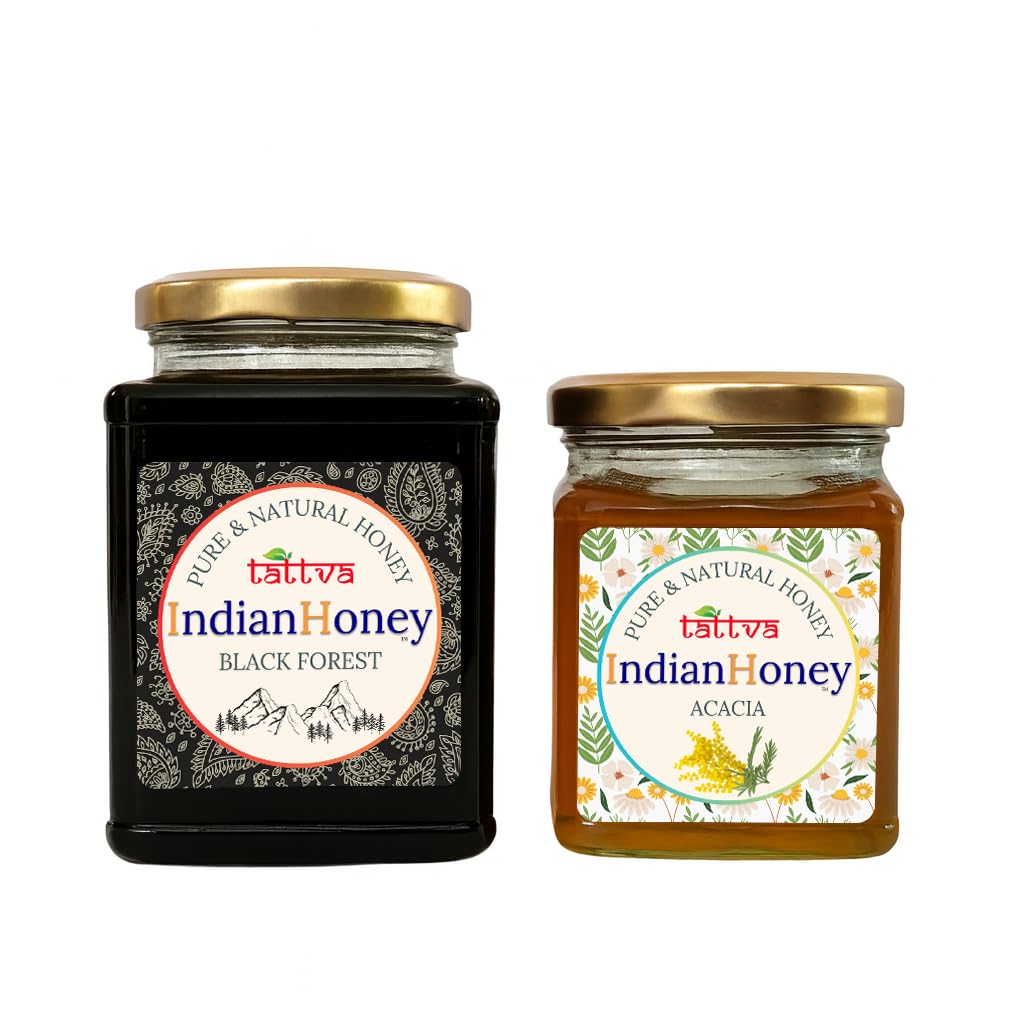 IndianHoney Black Forest (Honeydew) Honey & Rajasthan Acacia Honey Combo Pack (500gm & 230gm) Black Forest & Rajasthan Acacia