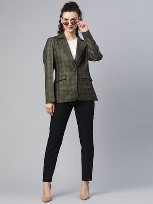 Checkered Tweed Jacket - Bottle Green-M