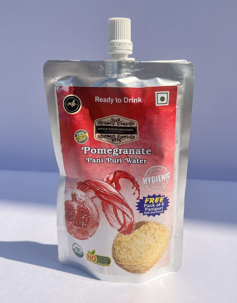 INDIAN KHANA KHAZANA Pani-Puri Water (Pomegranate) 202ml Pack of 2 (202ml + 202ml) | Indian Tasty Flavour Ready to Drink Pani Puri Water | No Preservatives Portable Authentic Tasty Water