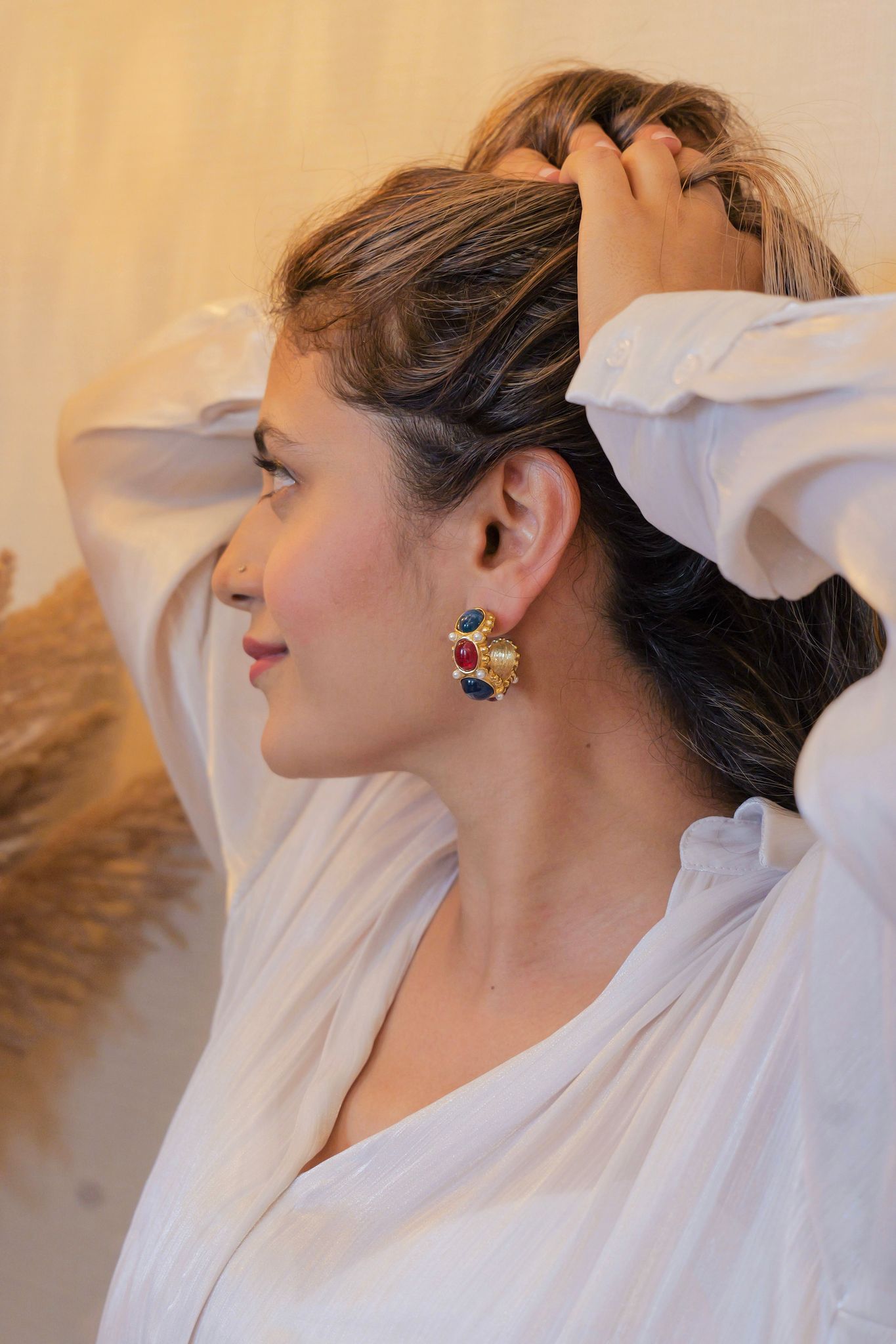 Echo of Elegance Earrings-STAINLESS STEEL / RED-BLUE