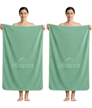 Midastra Pack of 2 Microfibre 500 -GSM Bath Towel ( Green )