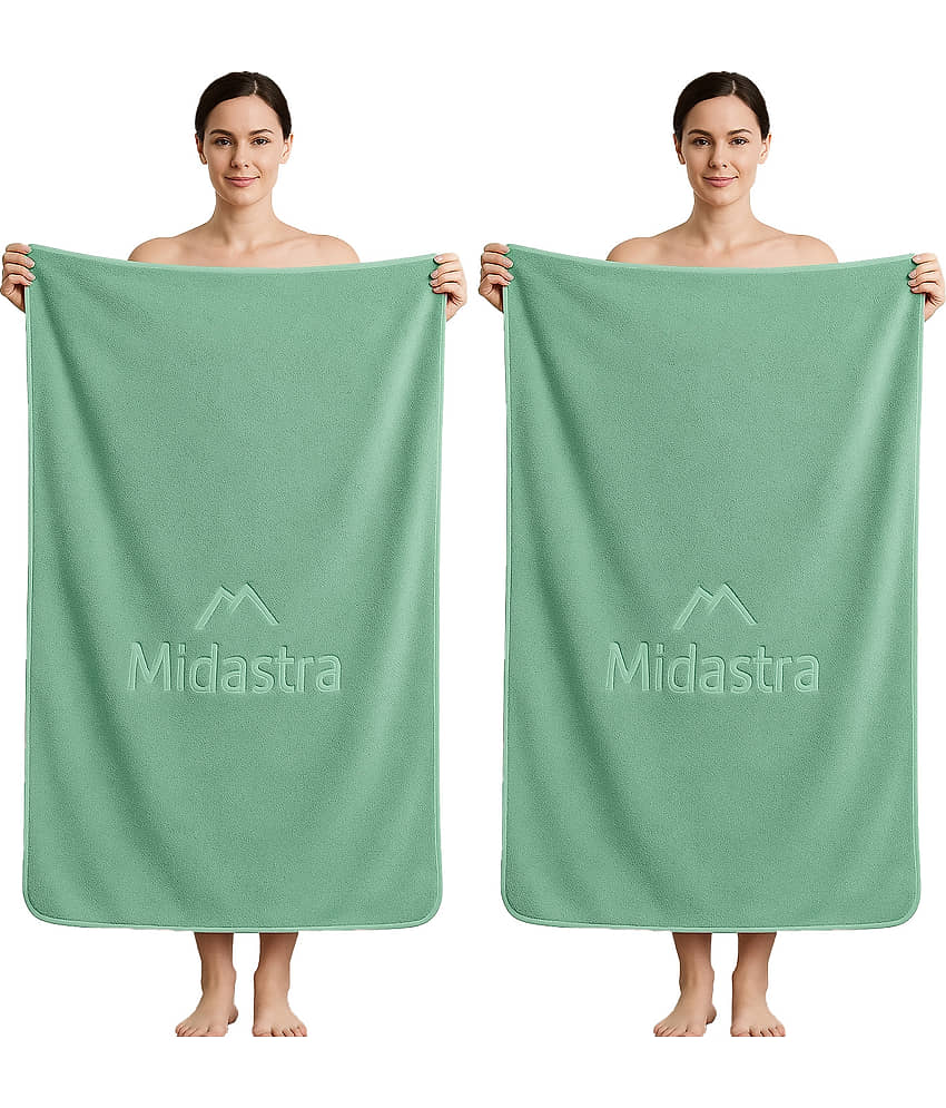 Midastra Pack of 2 Microfibre 500 -GSM Bath Towel ( Green )