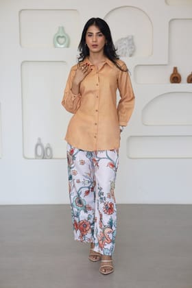 Mustard Contrast Printed Co-Ord Set-M
