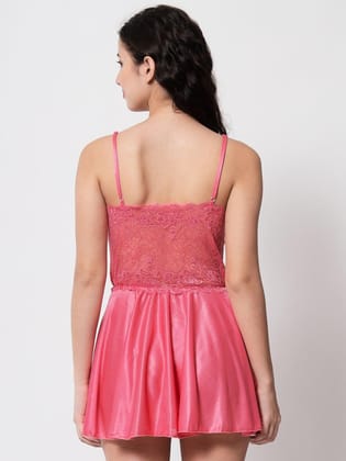 Plus Size Sexy Satin and Lace Honeymoon Babydoll Bikini Dress 07R S-10XL