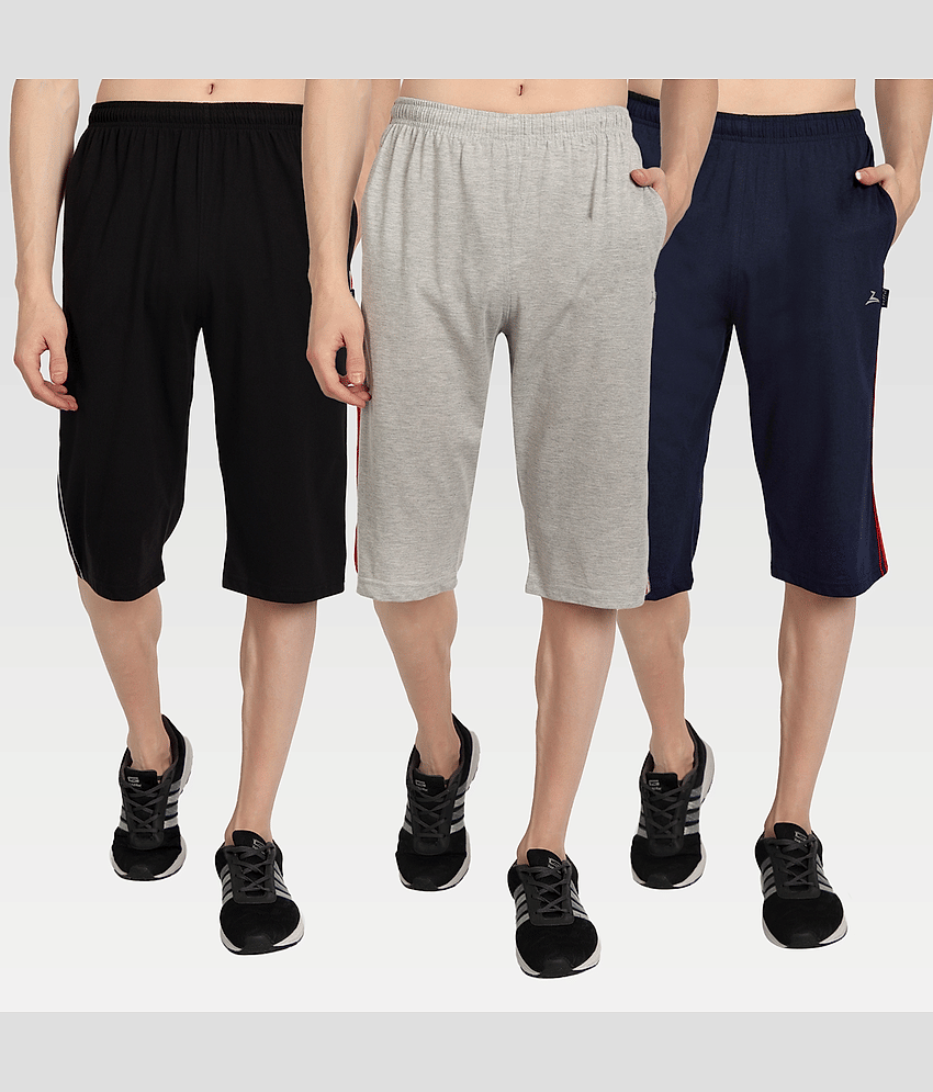 Zeffit - Multi Cotton Blend Men's Three-Fourths ( Pack of 3 )