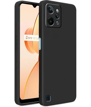Case Vault Covers - Black Silicon Plain Cases Compatible For Realme C31 ( Pack of 1 )