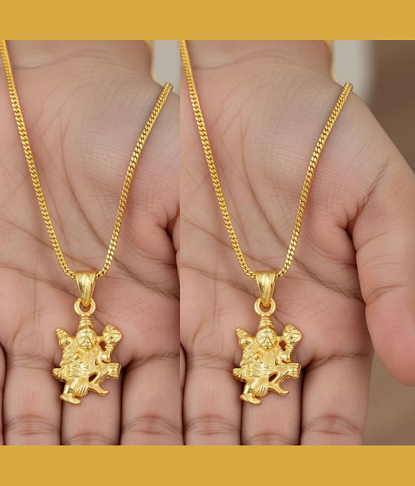 Charms Gold Religious Pendant With Chain ( Pack of 2 )