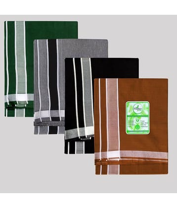 Feather Green - Multicolor Cotton Men's Lungi ( Pack of 4 )