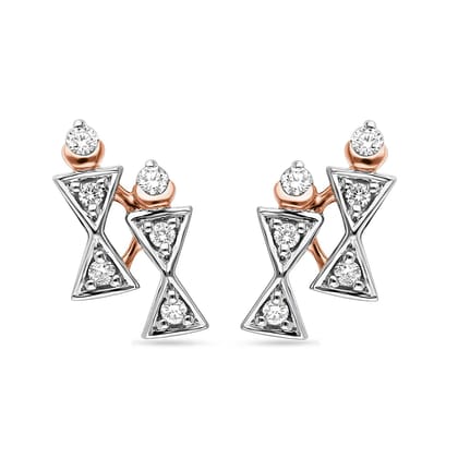 Senco Gold 18K Rose Gold Tribal Couple Diamond Studs Earrings (Gold Weight -  2.5 g / 0.15 Ct / HI-SI)