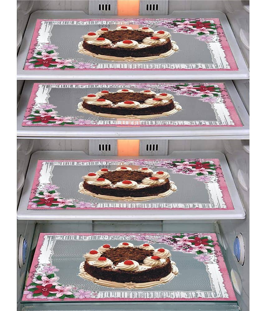 PVC Floral Fridge Mats ( 43 x 29 ) Pack of 4 - Multicolor