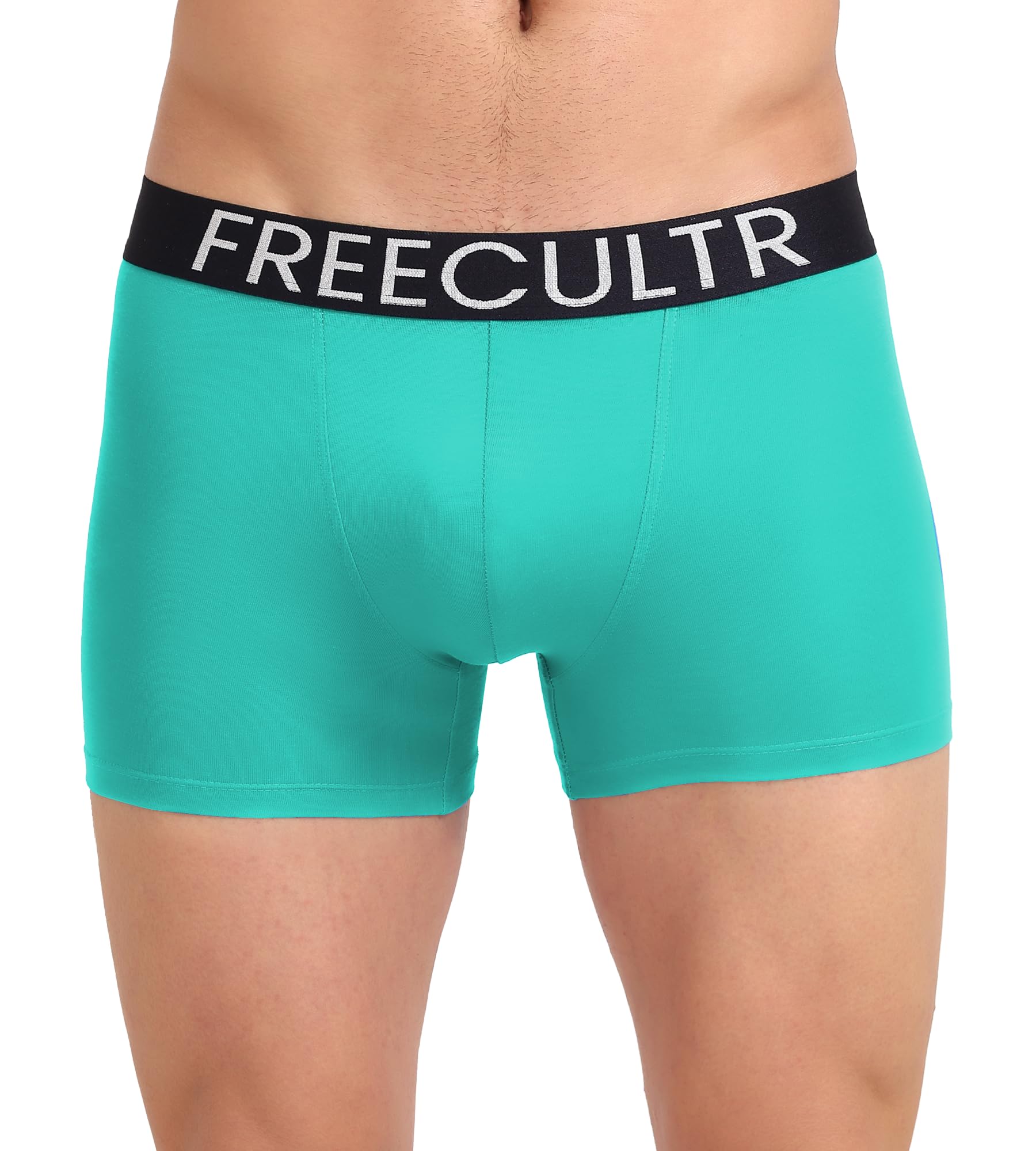 Freecultr Men's Underwear Organic Cotton (Ultrasoft Waistband) Premium Snug-Fit Trunk Pack of 1-Holly Green