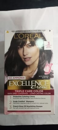 Loréal Paris 3 Dark Brown No ammonia With french Rose oil Excellence Triple care color 