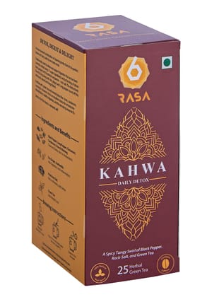 6rasa Kahwa Daily Detox Green Tea Bags | (2.5g Each) (Pack of 1, 25 Dip Bags)