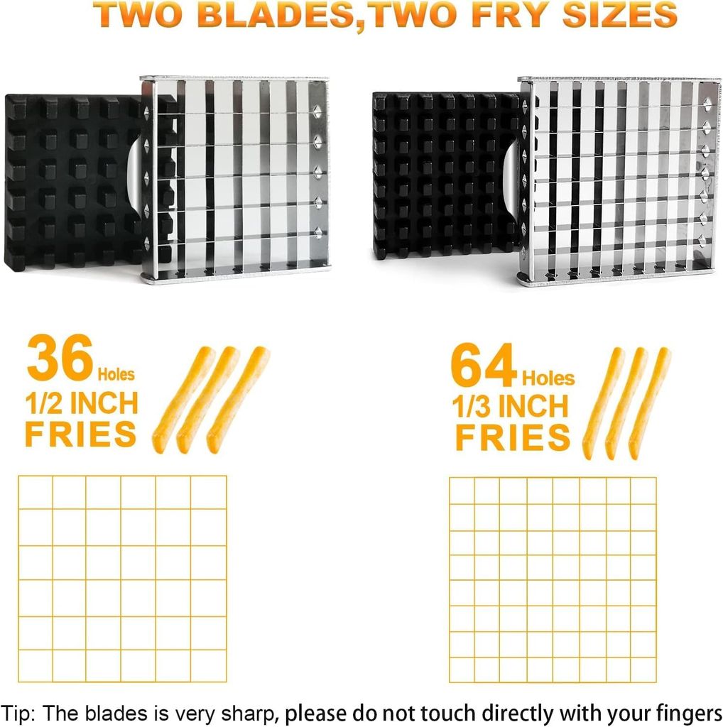 Stainless Steel Home French Fries Potato Chips Strip Cutting Cutter Machine Maker Slicer Chopper Dicer + 2 Blades