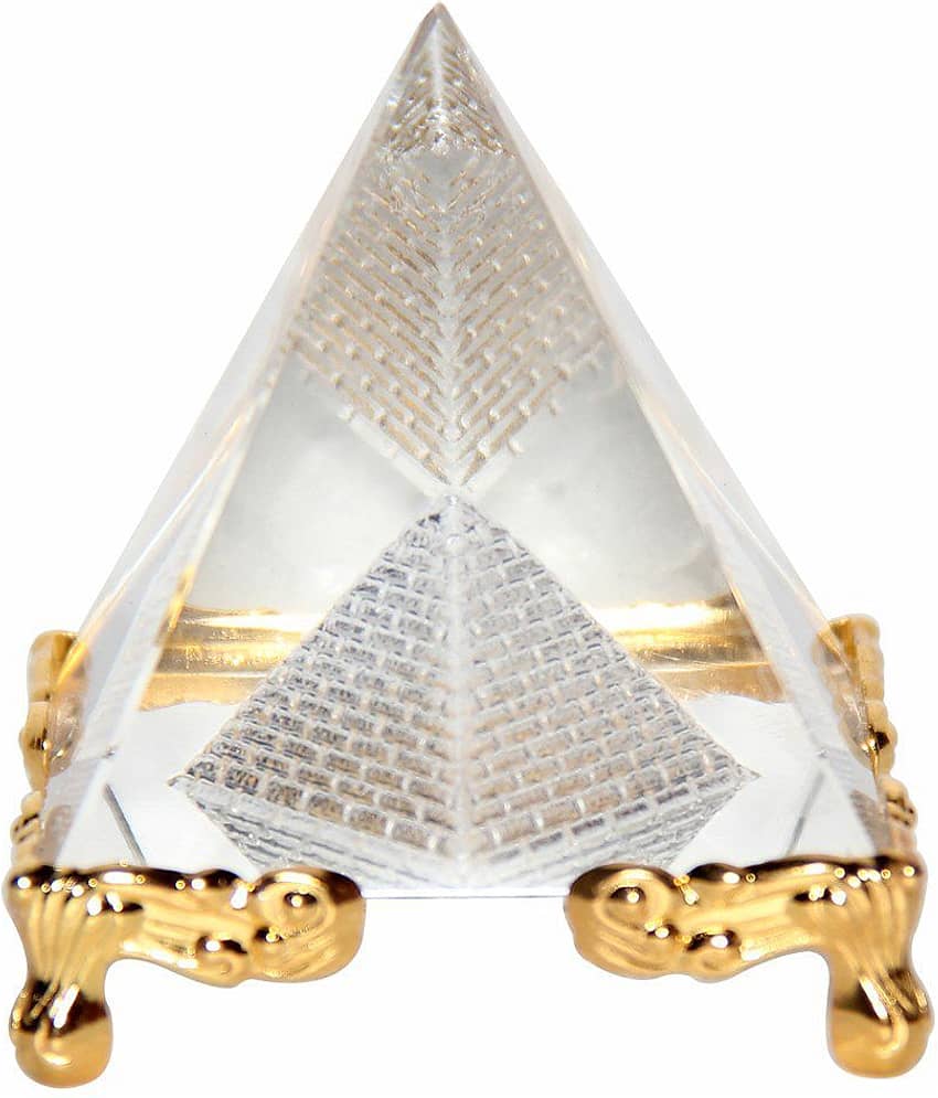S.S Collection White Glass Vastu / Feng Shui / Crystal Pyramid -For Positive Energy & Vastu Correction