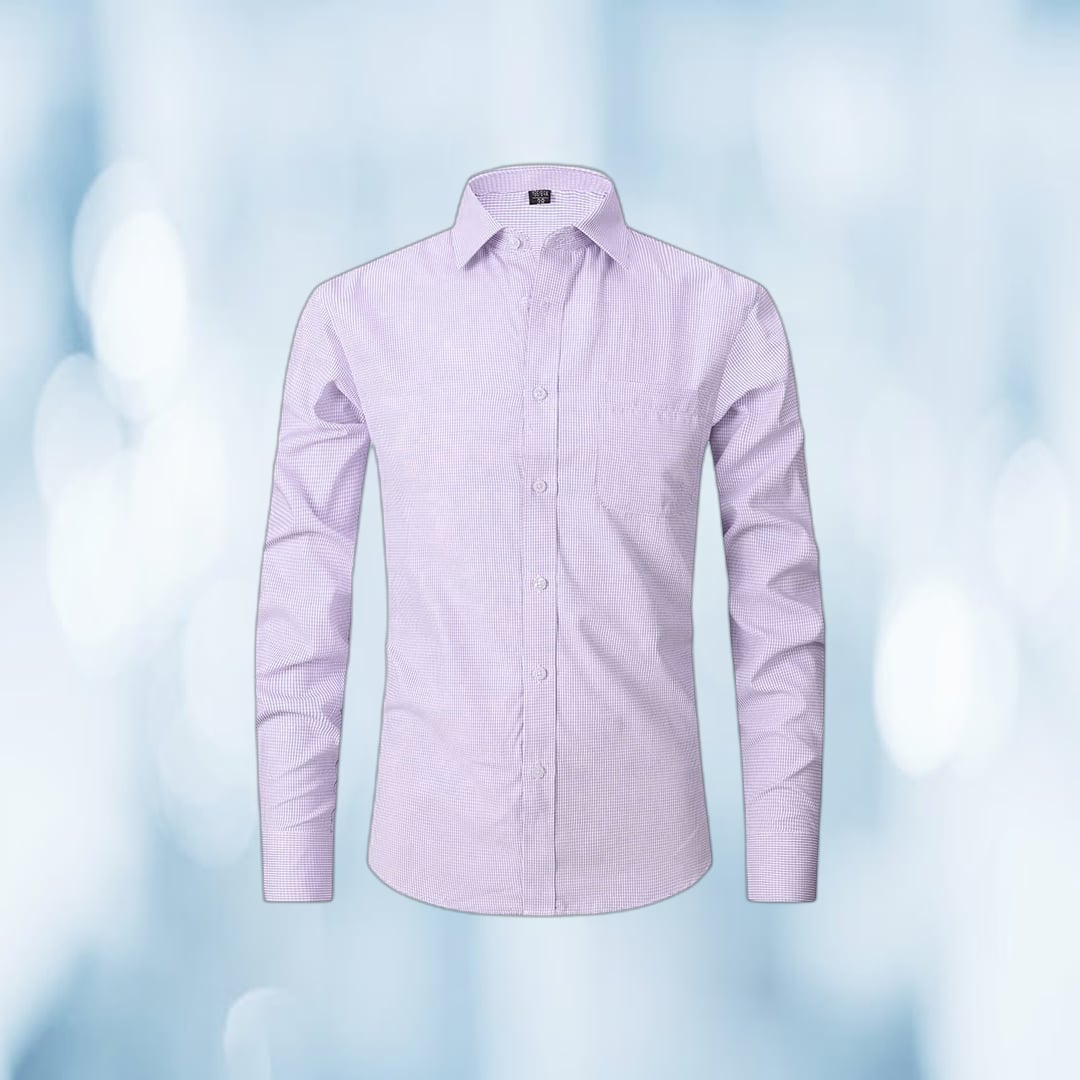 Men's Formal Checkered Shirt (Light Purple) | Breathable Cotton Blend | Office & Business Wear