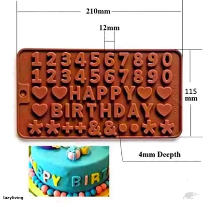 Happy Birthday And Numbers Silicon Chocolate Mould