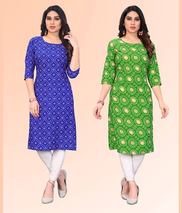 KETAKI FASHION Pack of 2 Crepe Printed Straight Women's Kurti - ( Multicoloured )